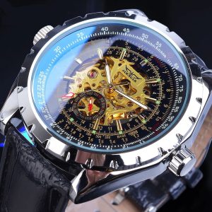 Business-Casual Blue Glass Hollowed-Out Large-Dial Automatic Mechanical Watch